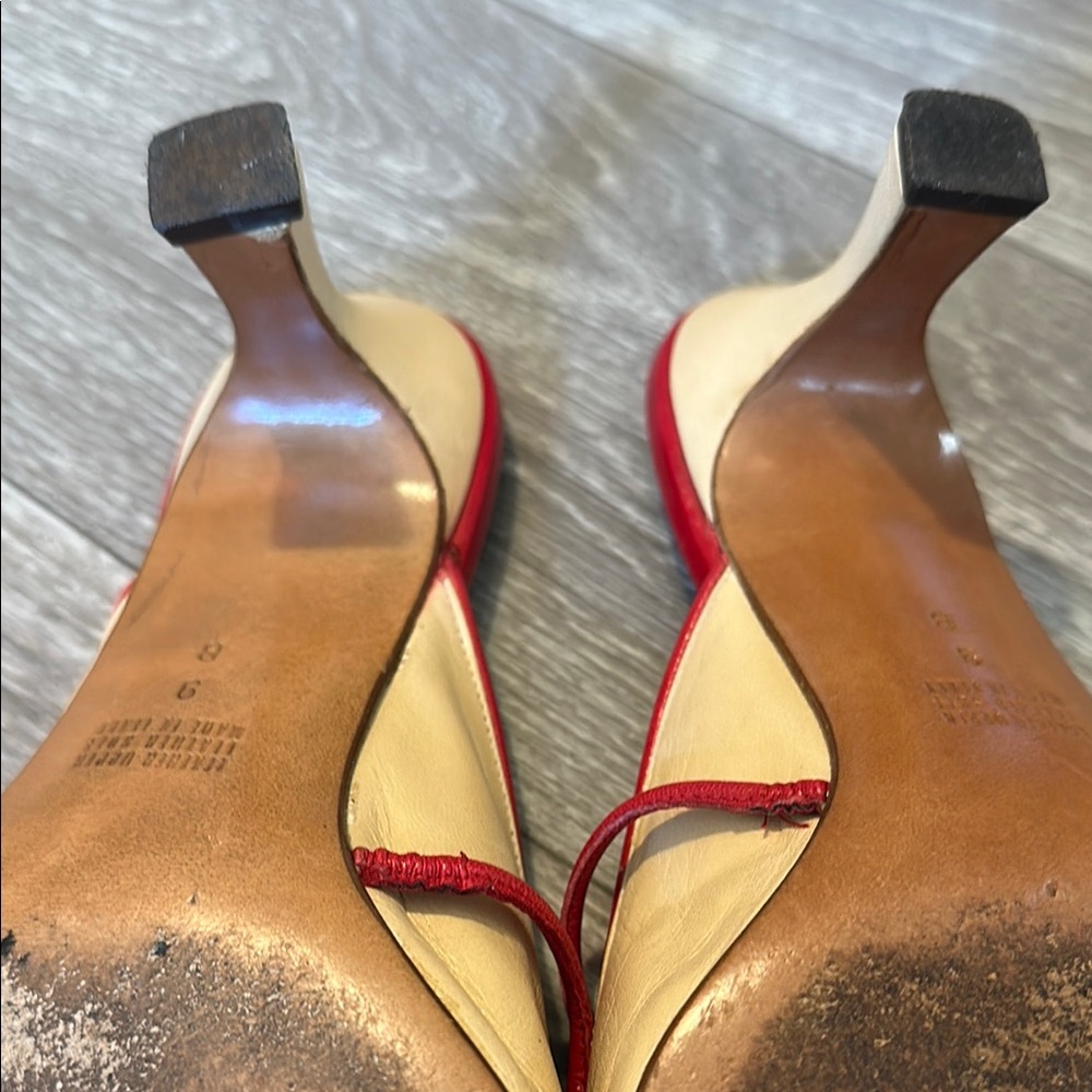 Saks Fifth Avenue Red and Cream Heels - Picture 9 of 10